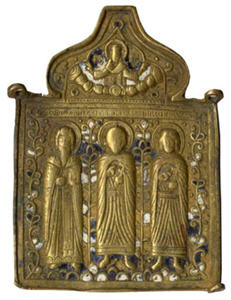 Створка центральная трех створчатых створцов. Избранные святые (Антоний, Флор и Лавр) с праздниками